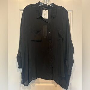 Maven West Black Sheer Blouse